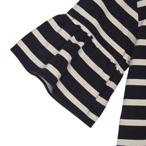 J Crew Womens Black White Striped Cotton Ruffle Bell Half Sleeve Dress Size XS - Picture 3 of 8
